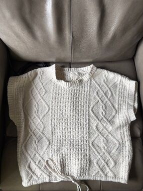 Hippie Rose Cream Cable Knit Scoop Neck Sweater Vest